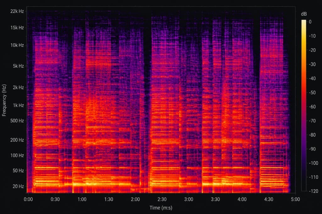 Spectrogram of a mix Ruby can split into stems